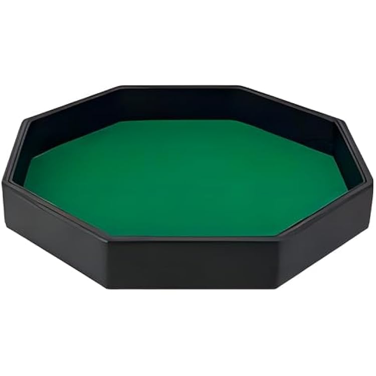 11.5 Inches Dice Rolling Tray, Leather Dice Tray, Felt Lined PU Leather Octagon Dice Tray Green