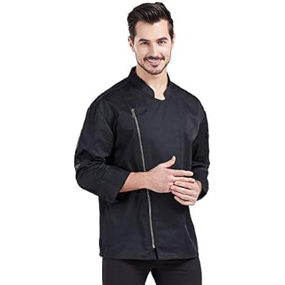 Nanxson Unisex Chef Coat Mens Long Sleeve Chef Jacket Restaurant Kitchen Cooking Zipper Chef Uniform CFM0058