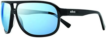 Revo Sunglasses Hank: Polarized Lens Filters UV, Eco-Friendly Aviator Frame, Black Frame with Blue Water Lens