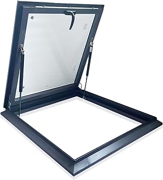 Skylight Roof Window, Tempered Glass Skylight Cover, Aluminum Alloy Frame & Hydraulic Rod, Egress Roof Window with Double-Layer Tempered Glass, for Roof, Attic, Basement, Sun Room26.7*30.7in/68*78cm
