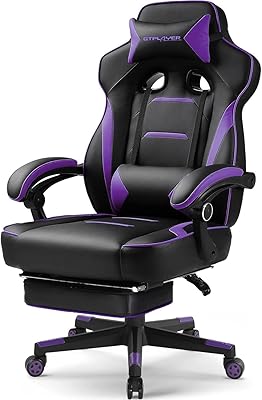 LUCKRACER Gaming Chair, Video Game Chairs Gaming Computer Chair with Footrest 350Lb Heavy Duty Gaming Chair Ergonomic Office Chair Lumbar Support for Adults, High Back, Swivel Seat, ReclinerPurple
