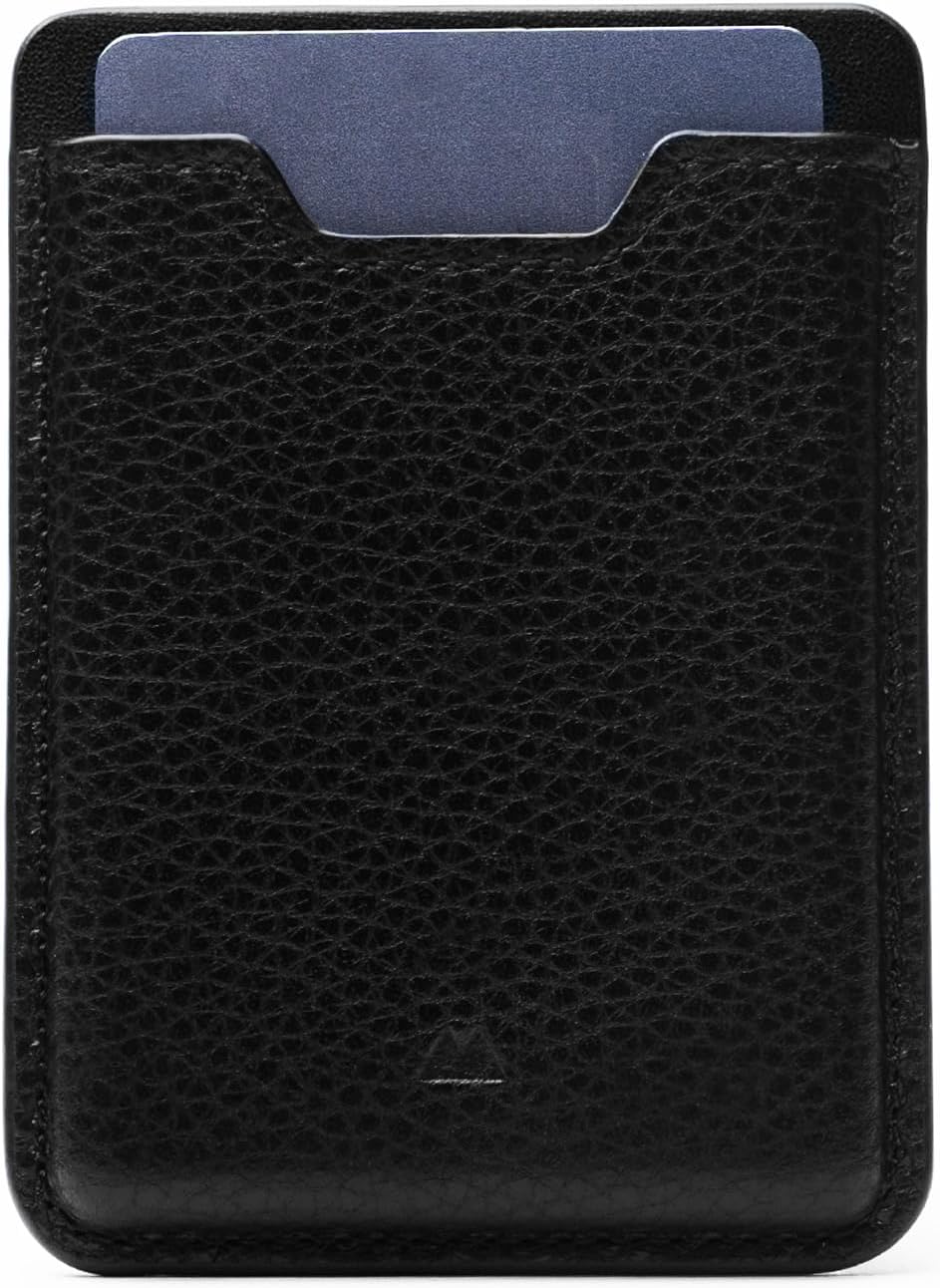 Mous MagSafe Compatible Wallet Card Holder Cell Phone Magnetic Wallet for iPhone 17, iPhone 16, iPhone 15, iPhone 14, iPhone 13 and iPhone 12 Models MagSafe Compatible Accessory - Black Leather