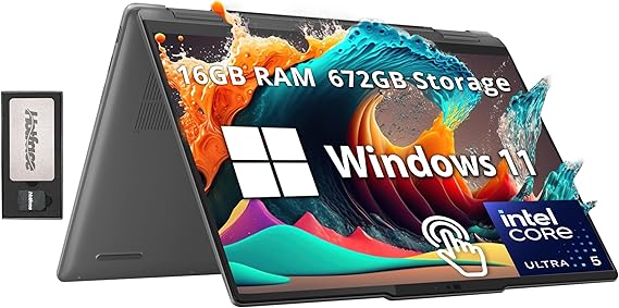 Lenovo Yoga 7i 2-in-1 14 2K Touchscreen Laptop, Intel Ultra 5 125U, 16GB RAM, 672GB Storage 512GB SSD 160GB Docking Station Set, Backlit Keyboard, Fingerprint Reader, WiFi 6E, Win 11 Pro, Grey