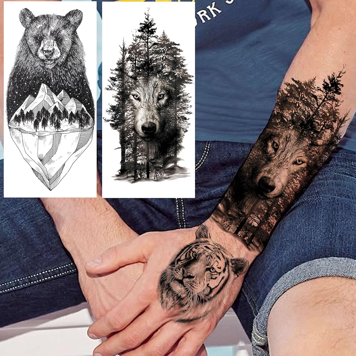 Buy Vantaty 10 Sheets Realistic Tiger Temporary Tattoos Animals For Men Body Armband Soldier Fake Tatoo Stickers For Women Scorpion Wolf Deer Elk Eagle Bear Dot Adults Forearm Tattoos Girls Kids Teens